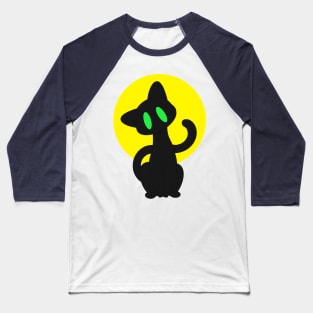 Cute Halloween Cat with Moon Baseball T-Shirt